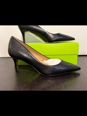 Sam Edelman Jordyn Pointed Toe Pump Heels Shoes Black Leather Womans 8.5M